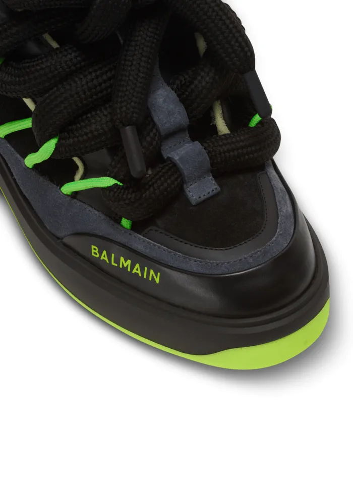 Balmain BCourt Men BCourt Puffy Skate Sneakers In Calfskin And Suede Black