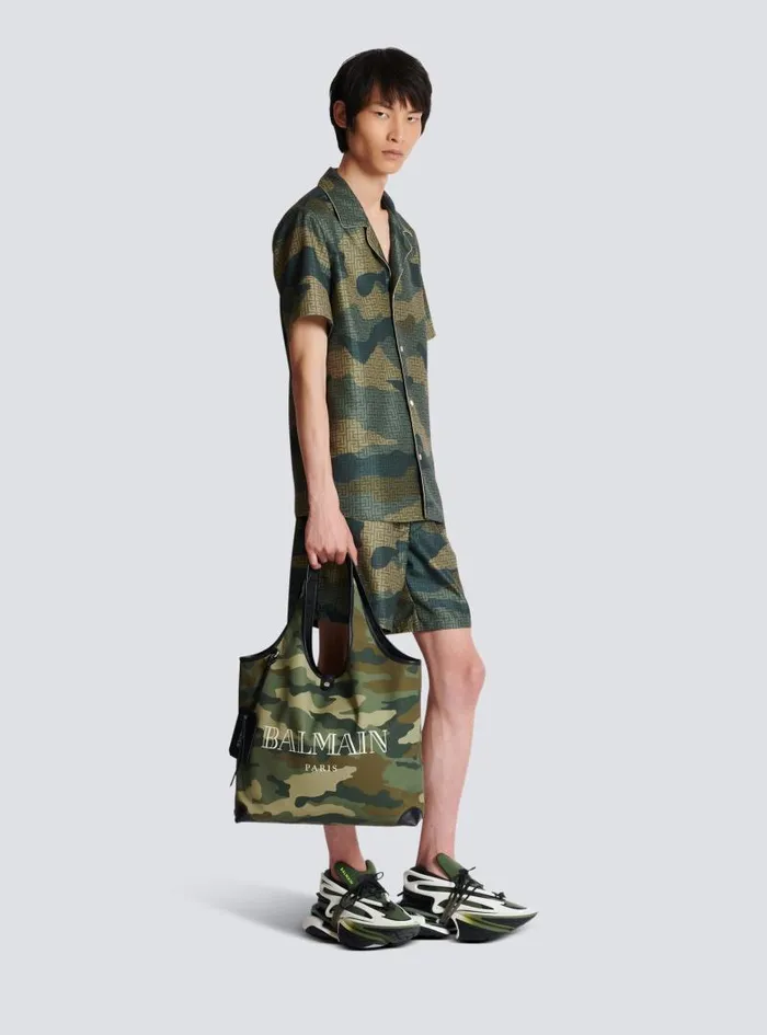 Balmain Bags And Backpacks Men BArmy Grocery Bag In Camouflage Print Canvas Khaki Balmain Bags And Backpacks Men BArmy Grocery Bag In Camouflage Print Canvas Khaki