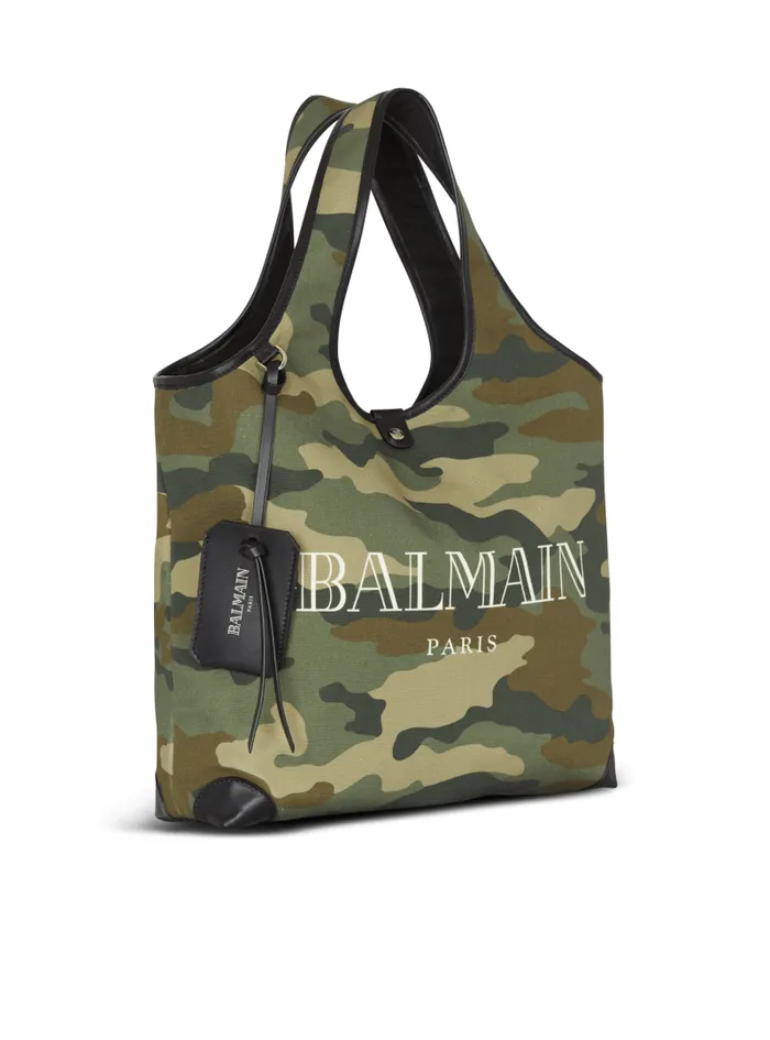 Balmain Bags And Backpacks Men BArmy Grocery Bag In Camouflage Print Canvas Khaki