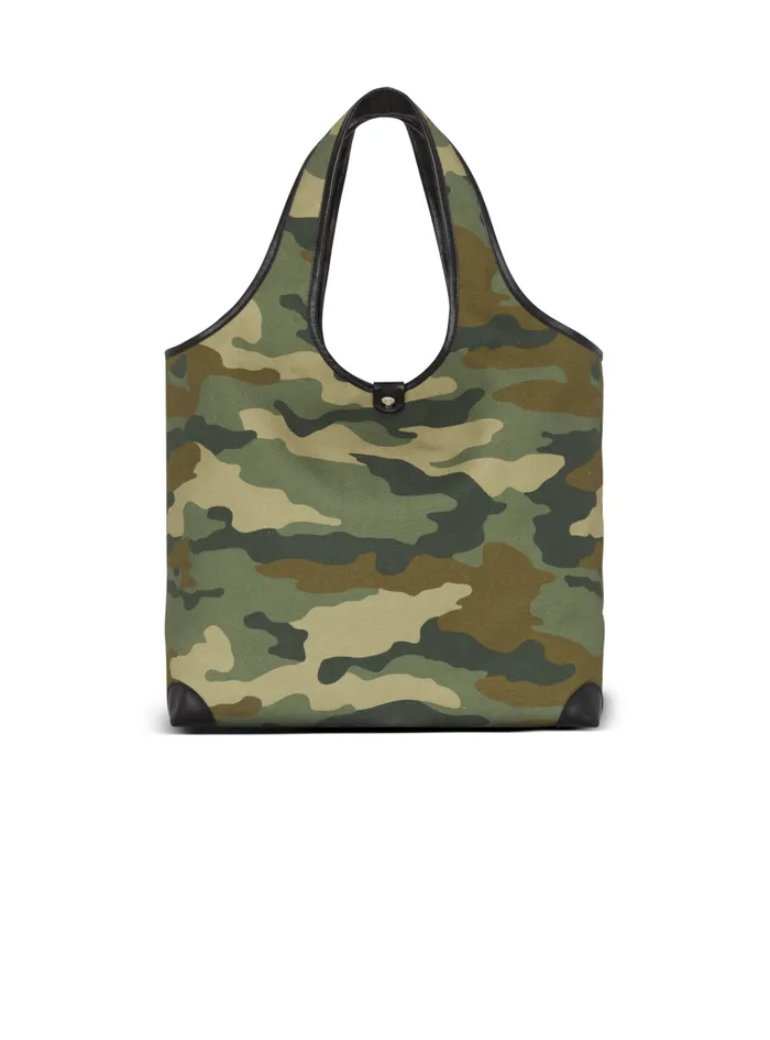 Balmain Bags And Backpacks Men BArmy Grocery Bag In Camouflage Print Canvas Khaki