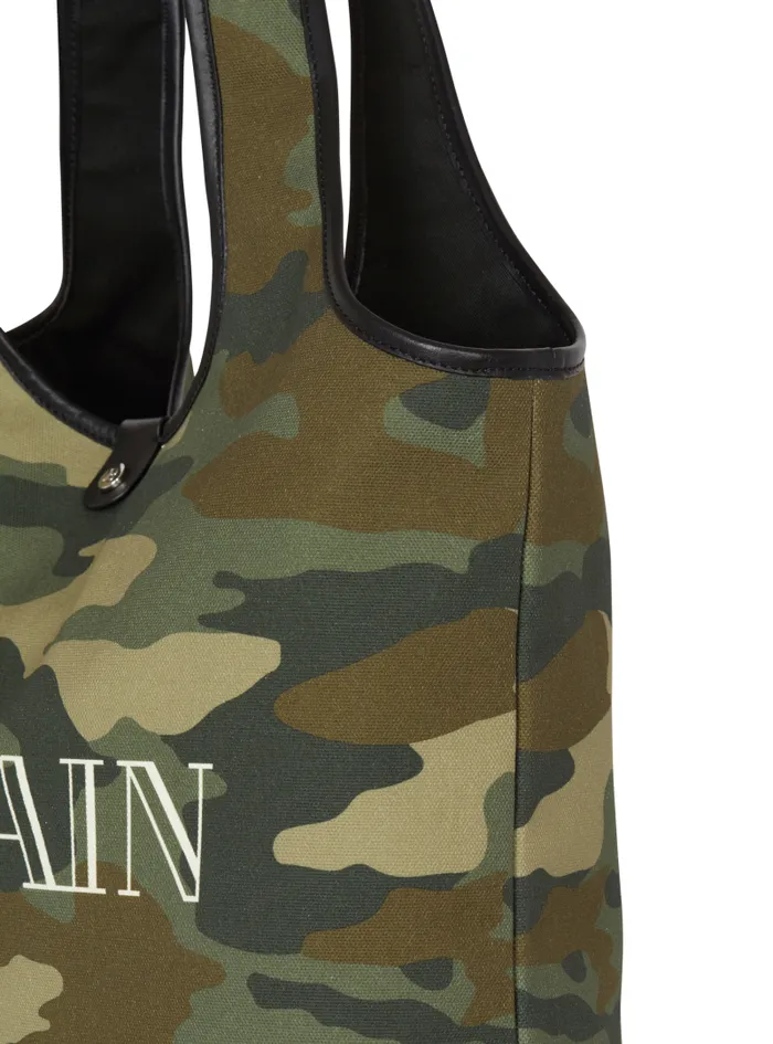 Balmain Bags And Backpacks Men BArmy Grocery Bag In Camouflage Print Canvas Khaki