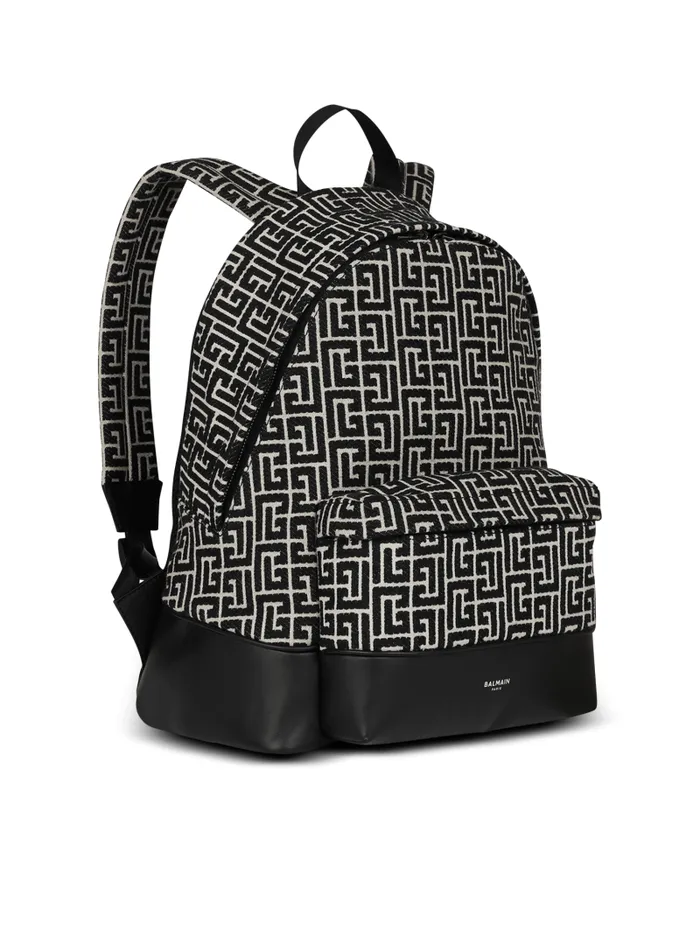 Balmain Bags And Backpacks Men Backpack With Jacquard Monogram Black