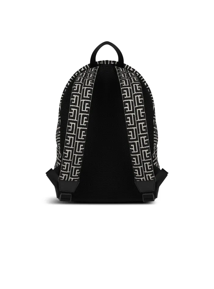 Balmain Bags And Backpacks Men Backpack With Jacquard Monogram Black