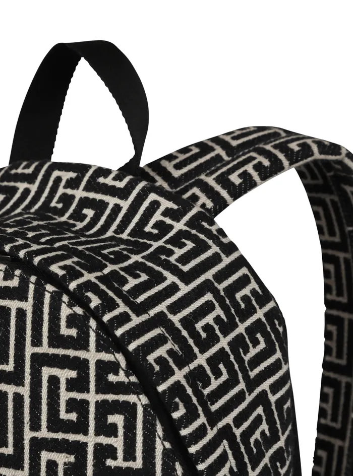 Balmain Bags And Backpacks Men Backpack With Jacquard Monogram Black