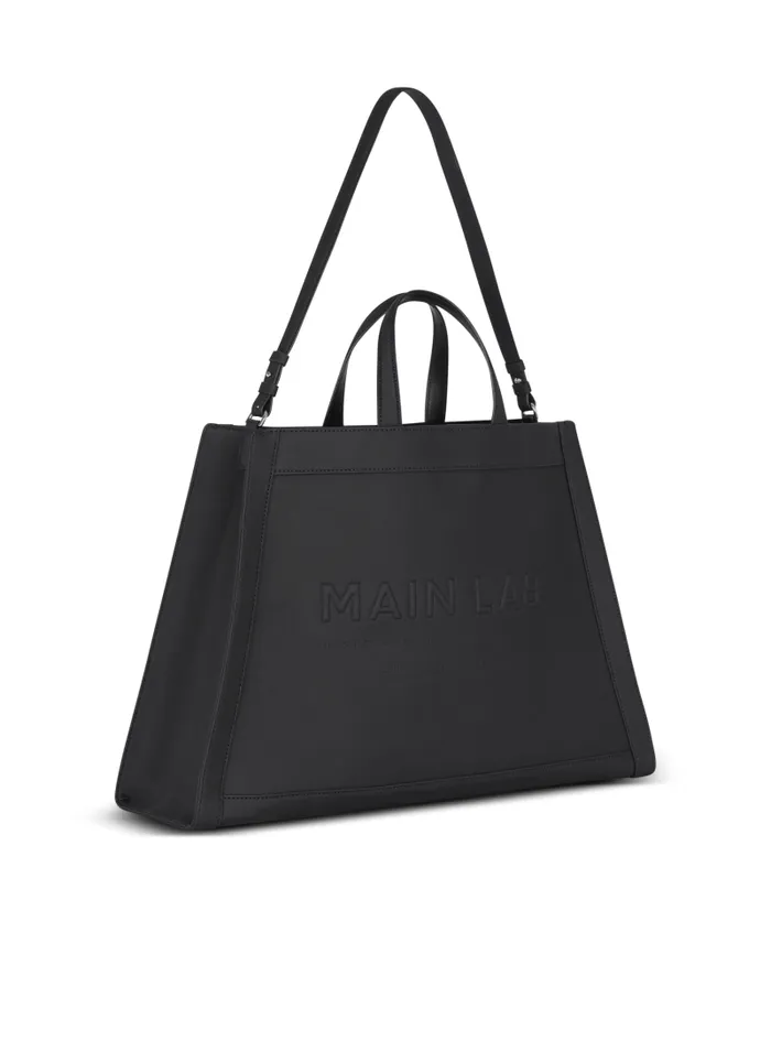 Balmain Bags And Backpacks Men By Olivier Rubbereffect Leather Tote Bag Black