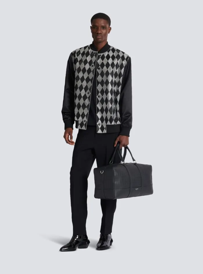 Balmain Bags And Backpacks Men Travel Bag In Grained Leather Black