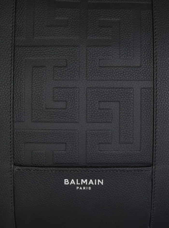 Balmain Bags And Backpacks Men Travel Bag In Grained Leather Black