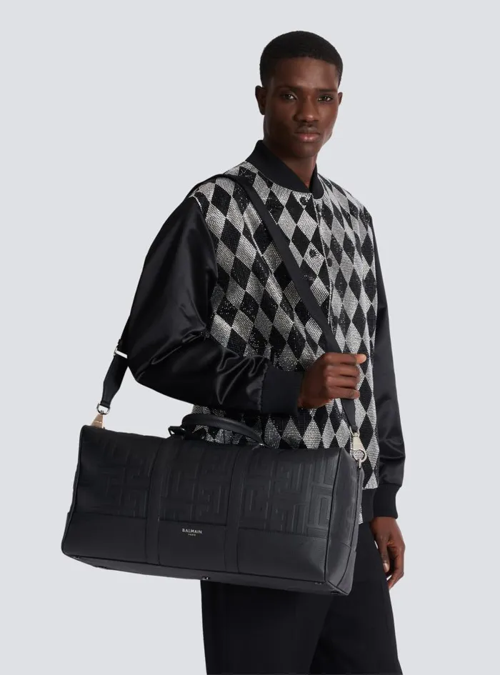 Balmain Bags And Backpacks Men Travel Bag In Grained Leather Black