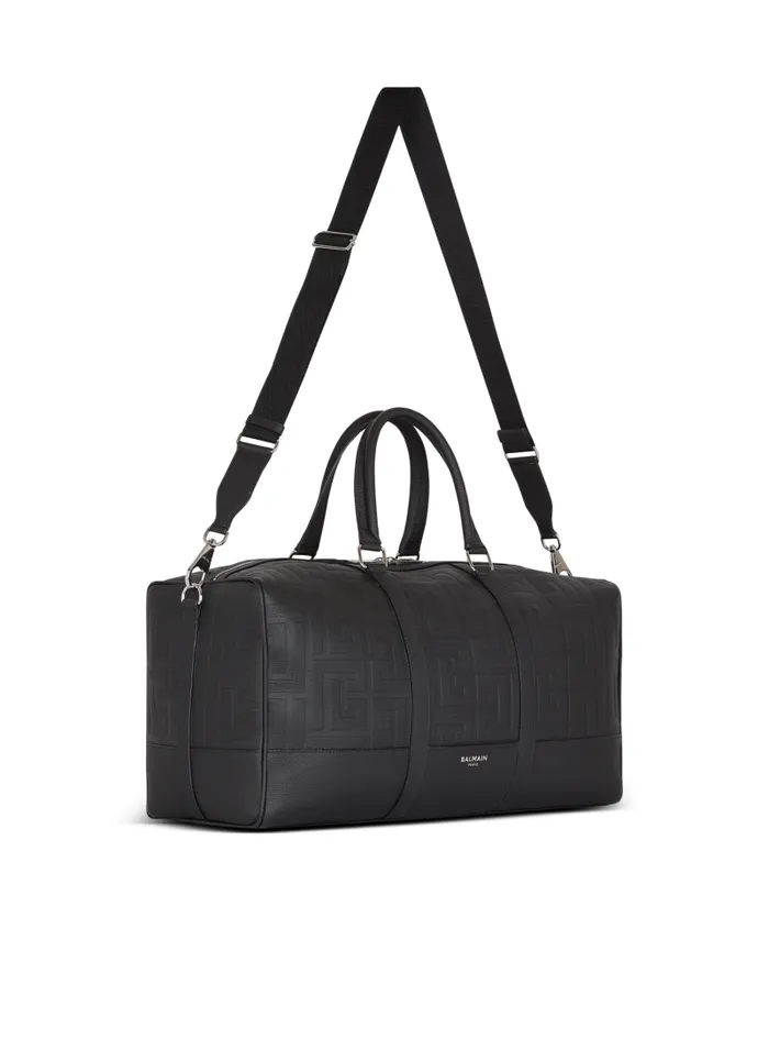 Balmain Bags And Backpacks Men Travel Bag In Grained Leather Black