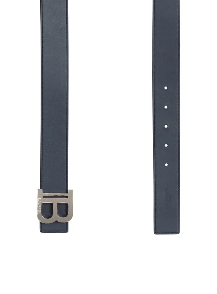 Balmain Belts Men Reversible Calfskin BBelt Blue