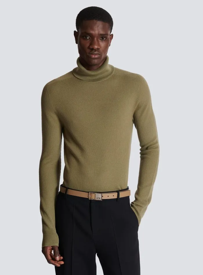 Balmain Belts Men Thin Signature Calfskin Belt Brown