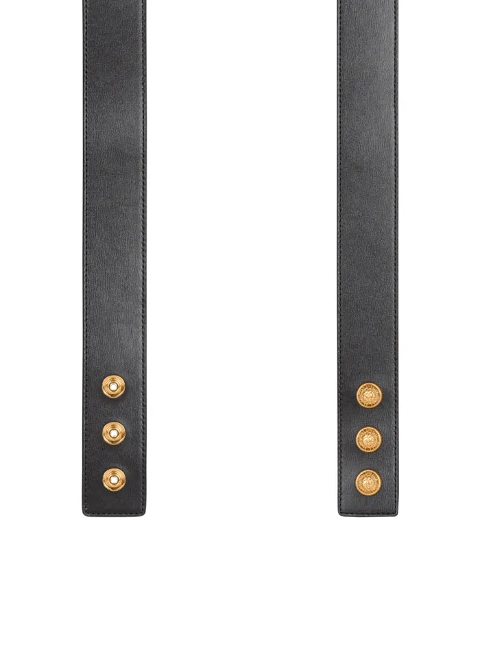 Balmain Belts Women Leather Belt With Embellished Buckle Black