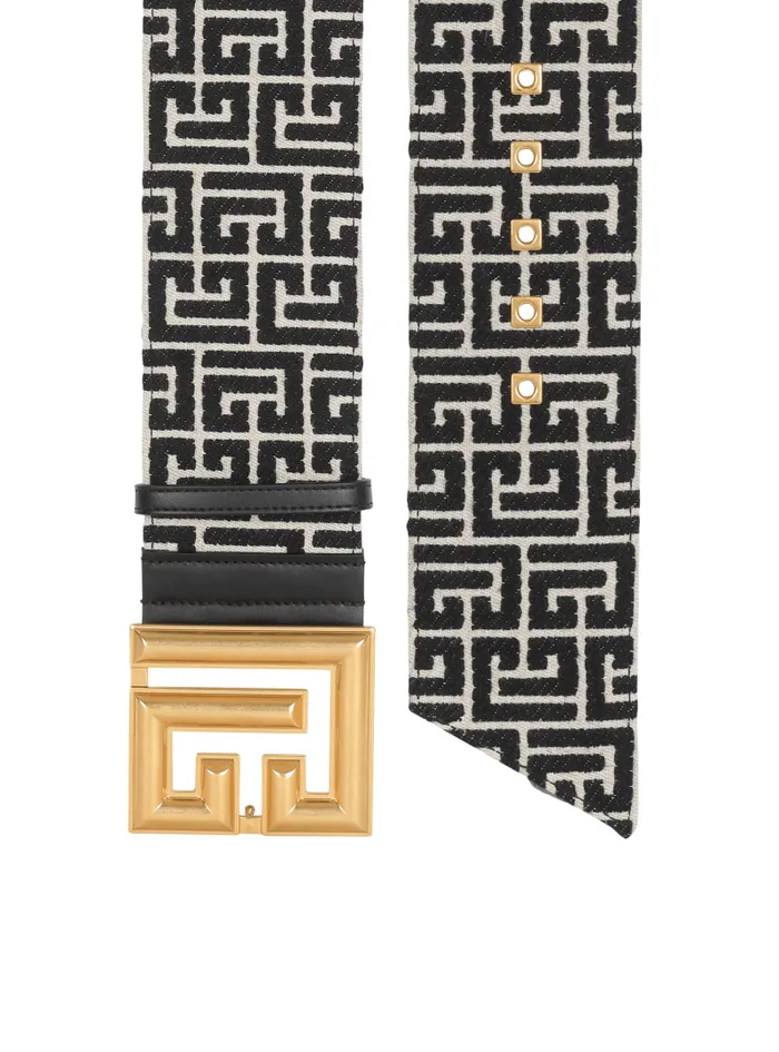 Balmain Belts Women PBelt Monogram Jacquard Belt Black