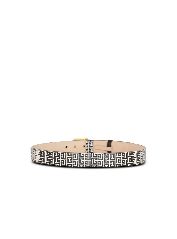 Balmain Belts Women PB Belt In Monogrammed Embossed Calfskin Black