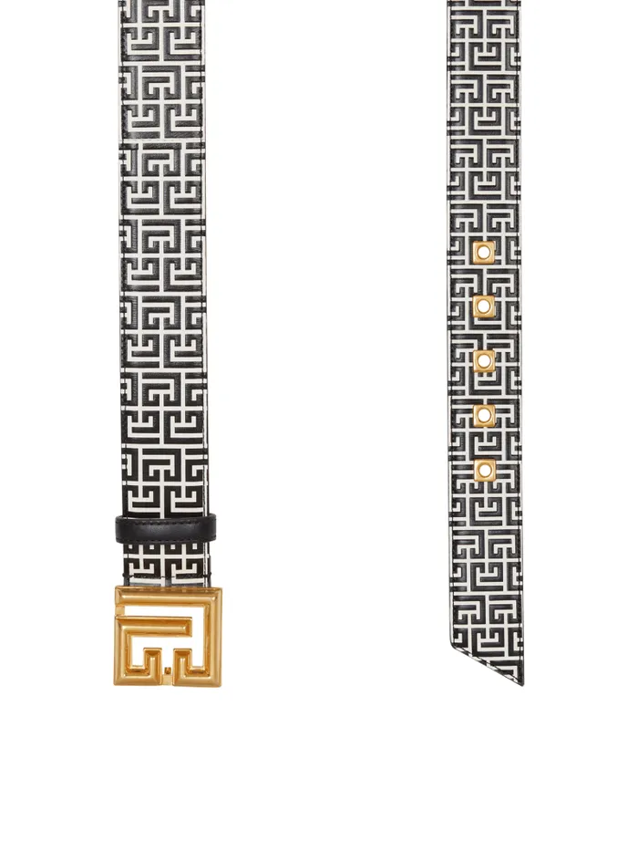 Balmain Belts Women PB Belt In Monogrammed Embossed Calfskin Black