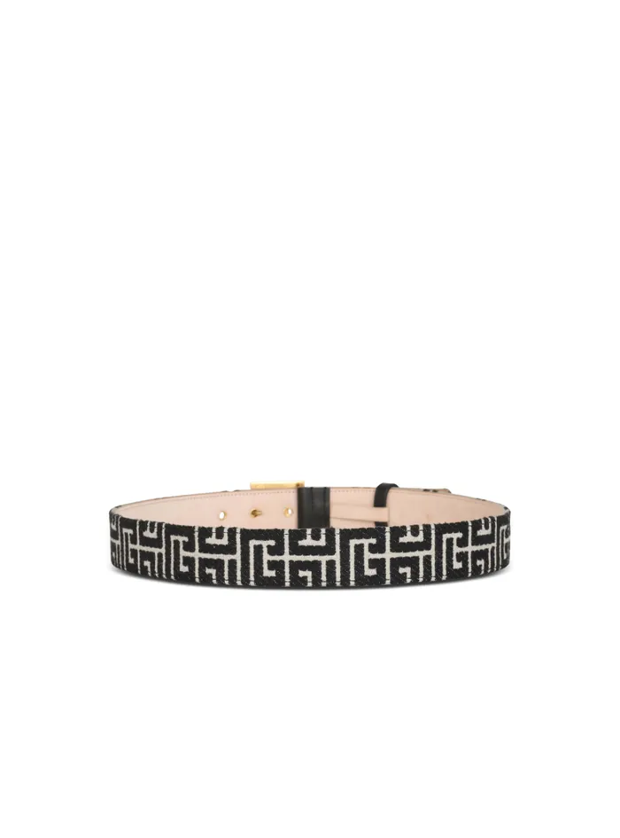 Balmain Belts Women PB Belt In Monogrammed Jacquard Black
