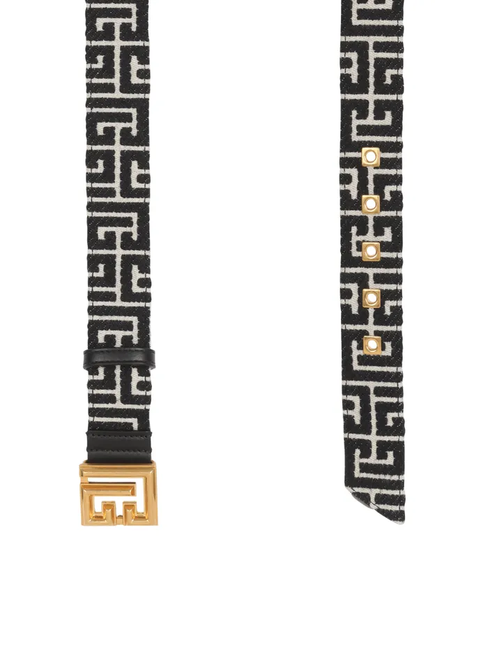Balmain Belts Women PB Belt In Monogrammed Jacquard Black