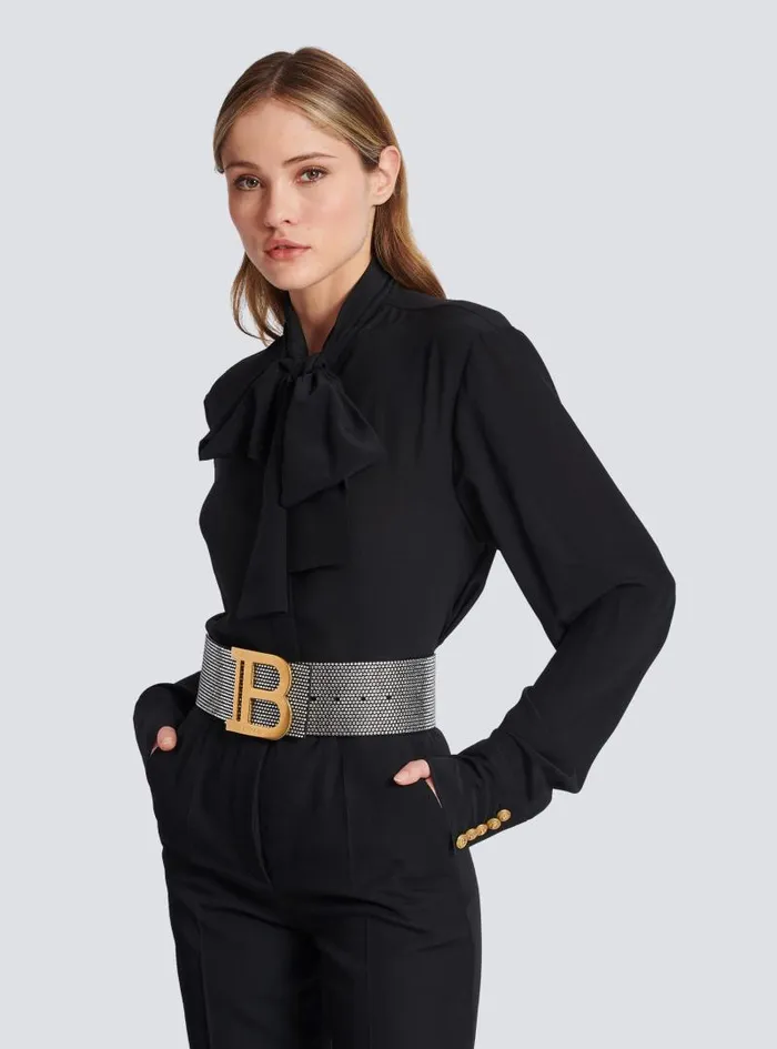 Balmain Belts Women Suede And Crystal BBelt Silver