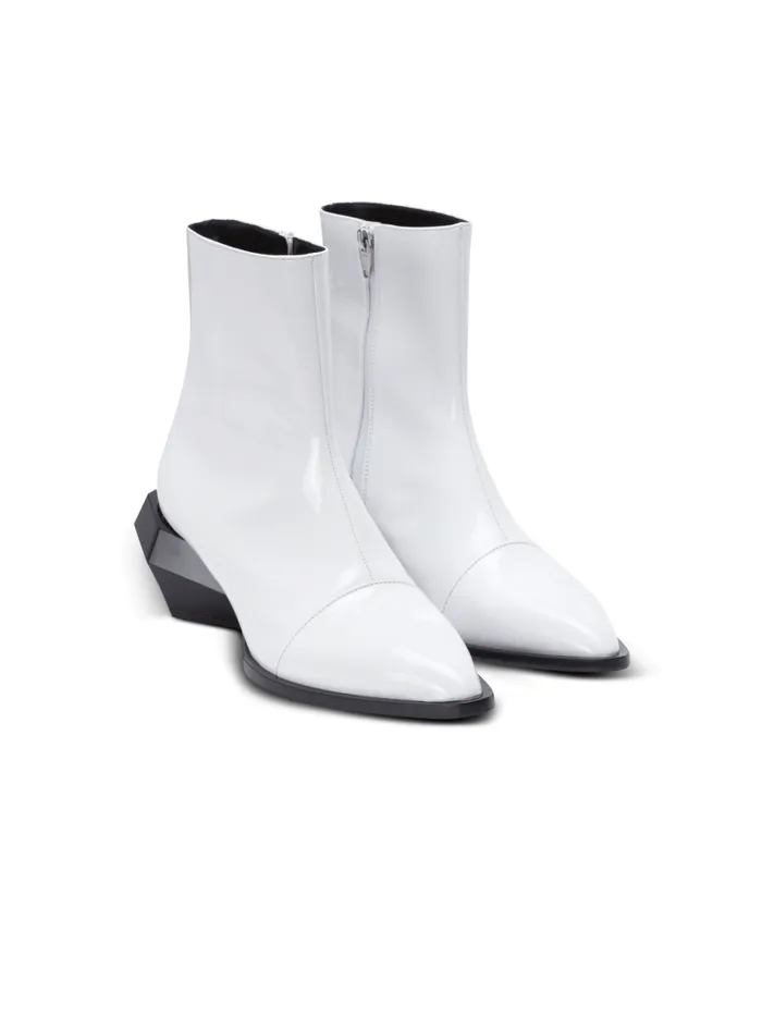 Balmain Boots And Rangers Men Billy Patent Leather Ankle Boots White