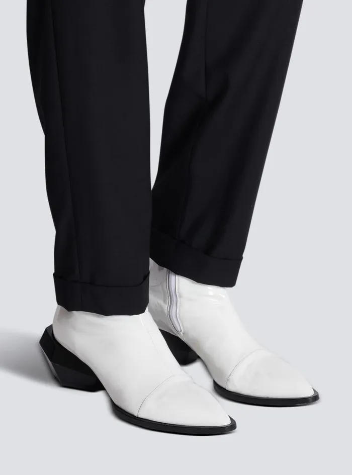 Balmain Boots And Rangers Men Billy Patent Leather Ankle Boots White