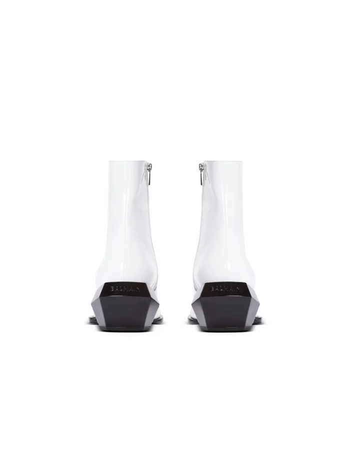 Balmain Boots And Rangers Men Billy Patent Leather Ankle Boots White