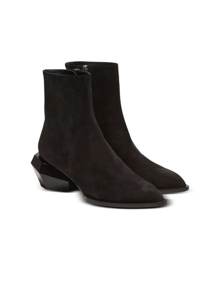 Balmain Boots And Rangers Men Billy Suede Ankle Boots With Diamond Heel Black