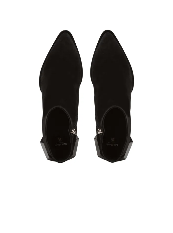 Balmain Boots And Rangers Men Billy Suede Ankle Boots With Diamond Heel Black