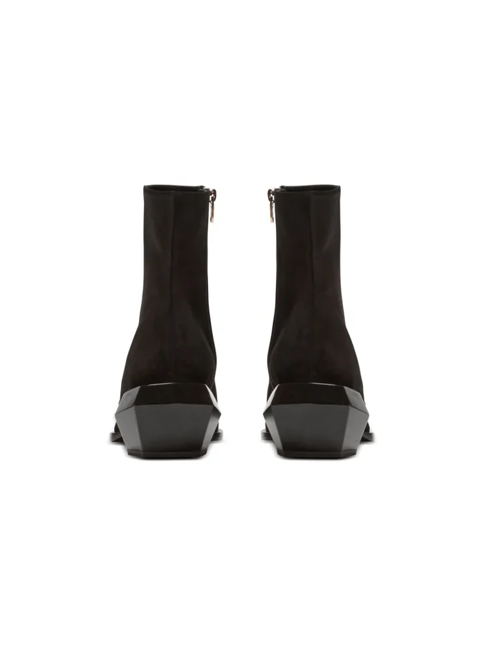 Balmain Boots And Rangers Men Billy Suede Ankle Boots With Diamond Heel Black