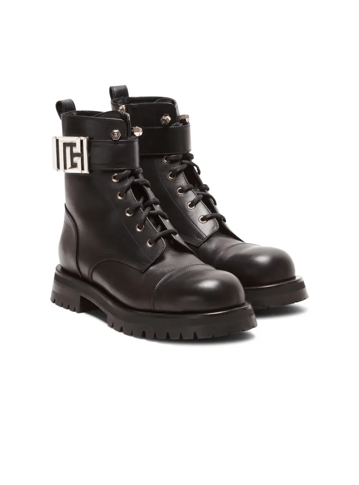 Balmain Boots And Rangers Men Charlie Leather Ranger Boots Black