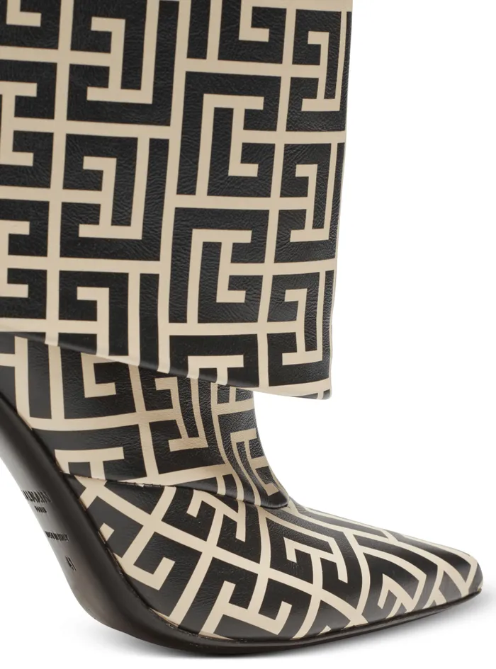 Balmain Boots Women Ariel Monogrammed Leather Boots Black