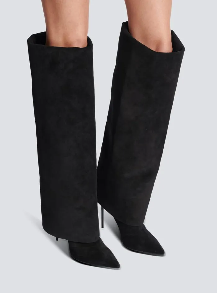 Balmain Boots Women Ariel Suede Boots Black