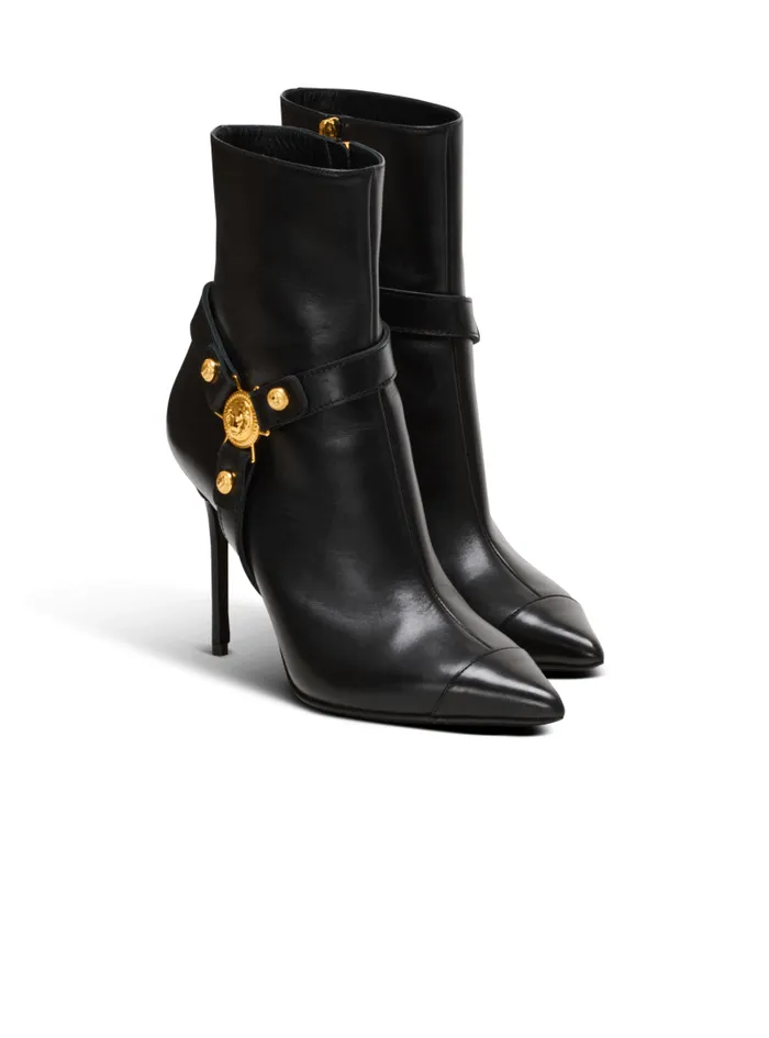Balmain Boots Women Heeled Calfskin Eva Ankle Boots Black