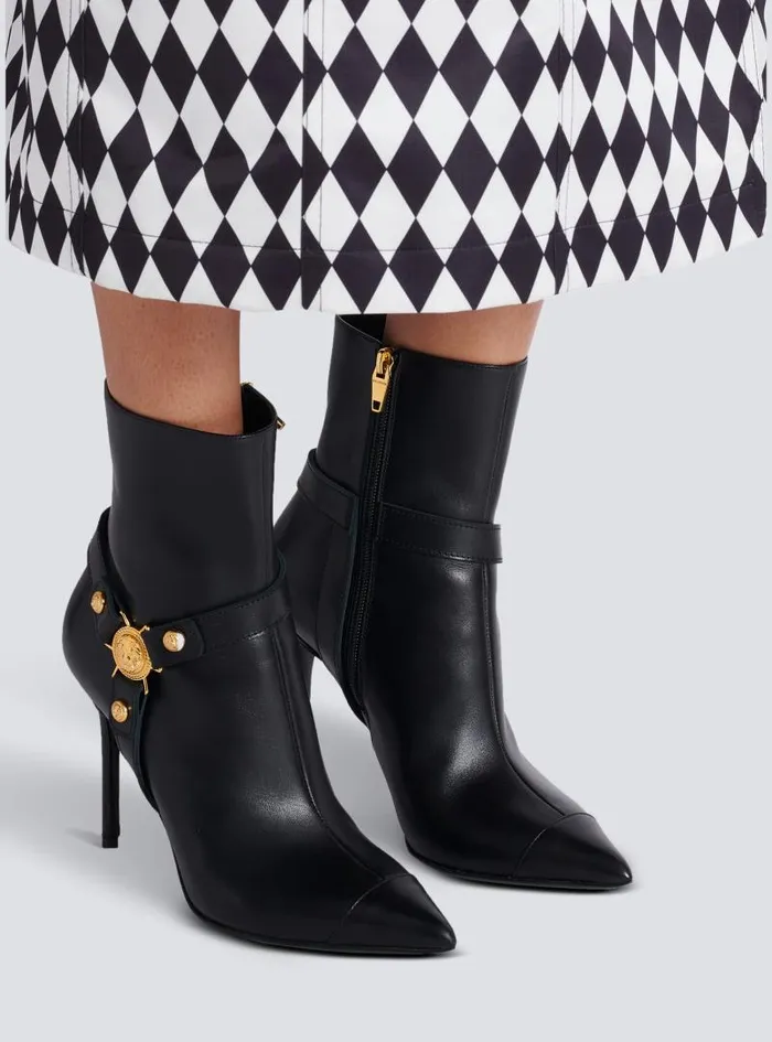 Balmain Boots Women Heeled Calfskin Eva Ankle Boots Black