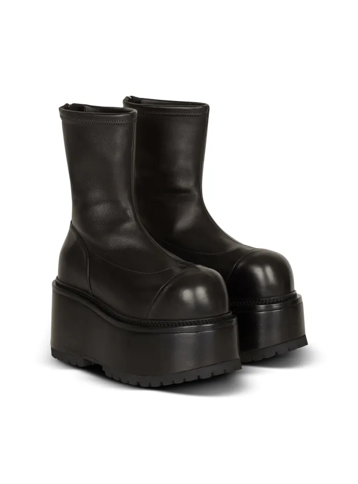 Balmain Boots Women Leather Platform Boots Black