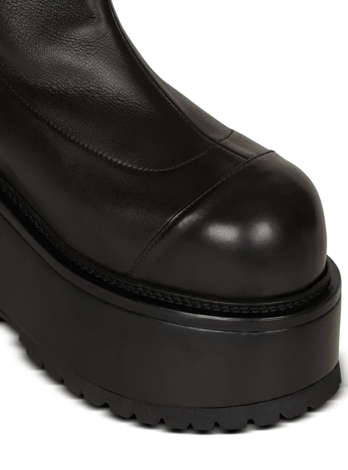Balmain Boots Women Leather Platform Boots Black