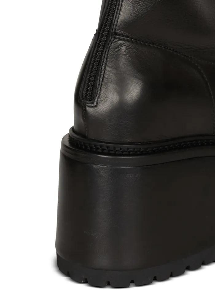 Balmain Boots Women Leather Platform Boots Black