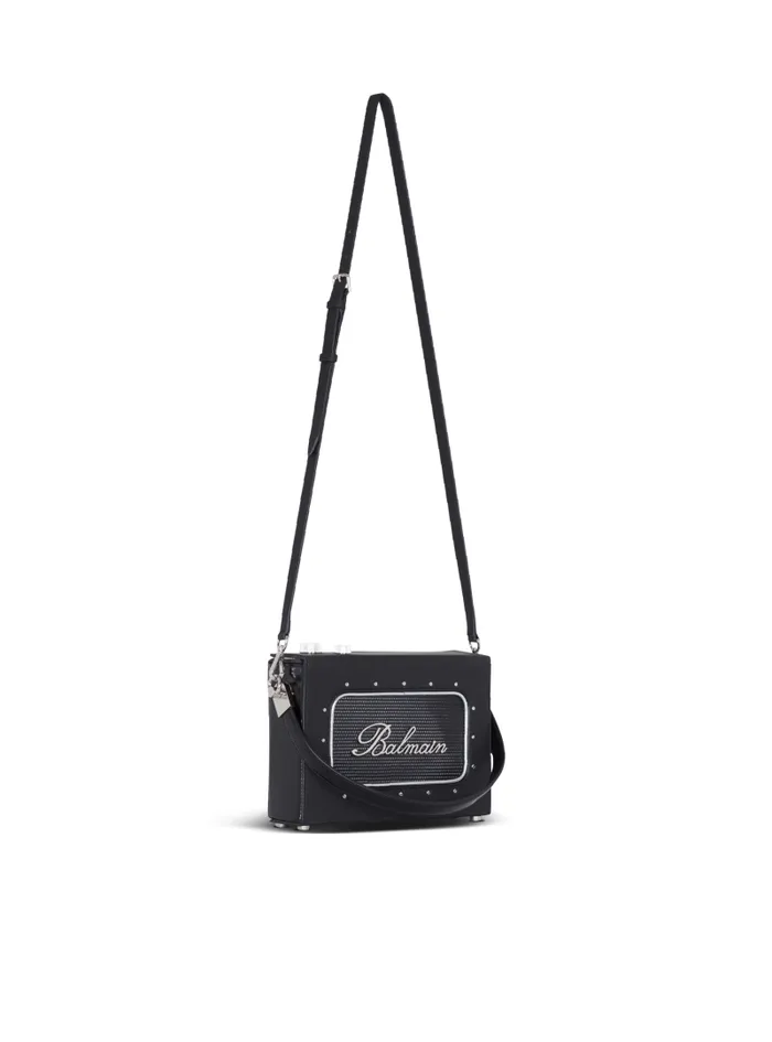 Balmain CrossBody Bags WomenMen Radio Rubbereffect Leather Bag Black