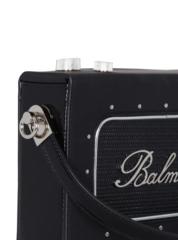 Balmain CrossBody Bags WomenMen Radio Rubbereffect Leather Bag Black