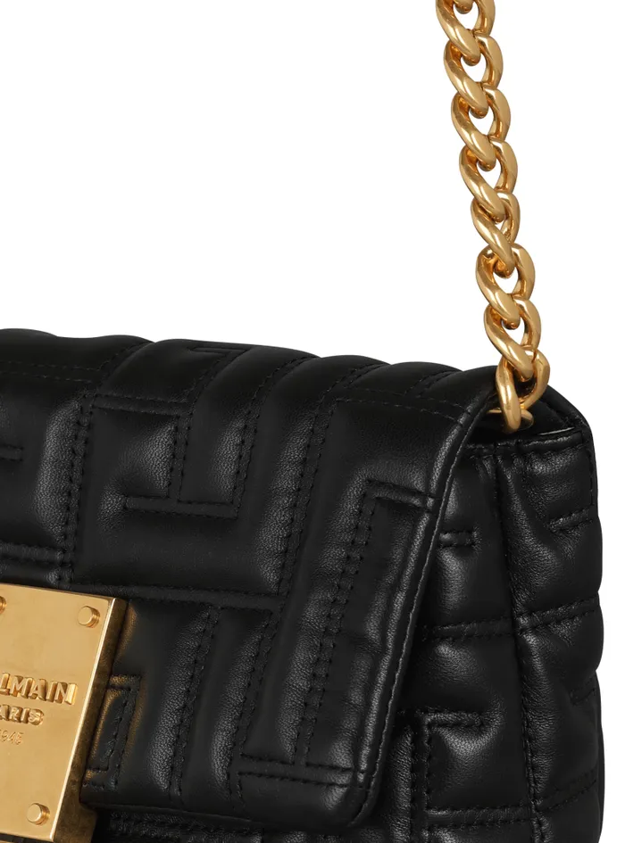 Balmain Crossbody Bags Women 1945 Soft Quilted Leather Mini Bag Black