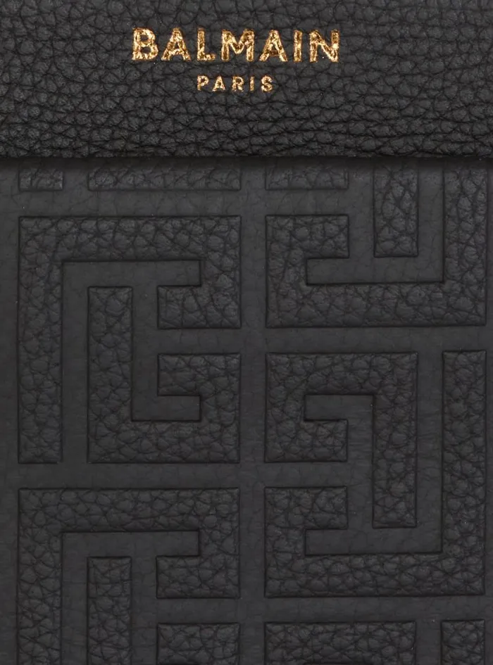 Balmain Crossbody Bags Women 1945 Soft Zipped Mini Bag In Grained Calfskin Black