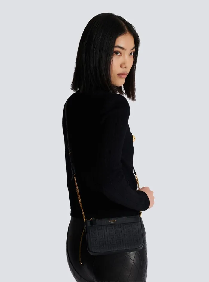 Balmain Crossbody Bags Women 1945 Soft Zipped Mini Bag In Grained Calfskin Black