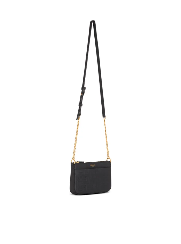 Balmain Crossbody Bags Women 1945 Soft Zipped Mini Bag In Grained Calfskin Black