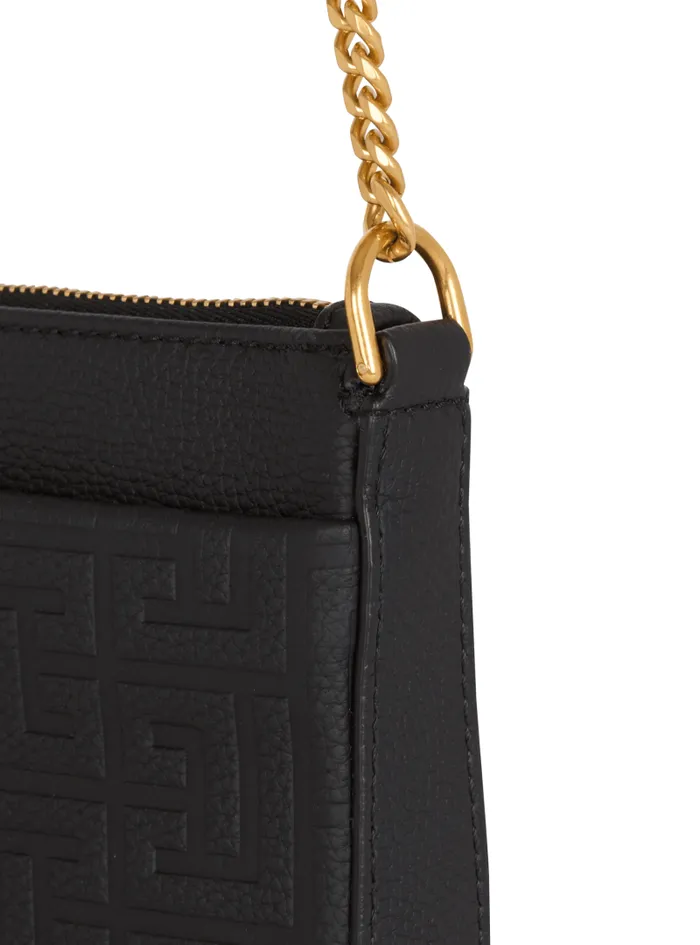 Balmain Crossbody Bags Women 1945 Soft Zipped Mini Bag In Grained Calfskin Black