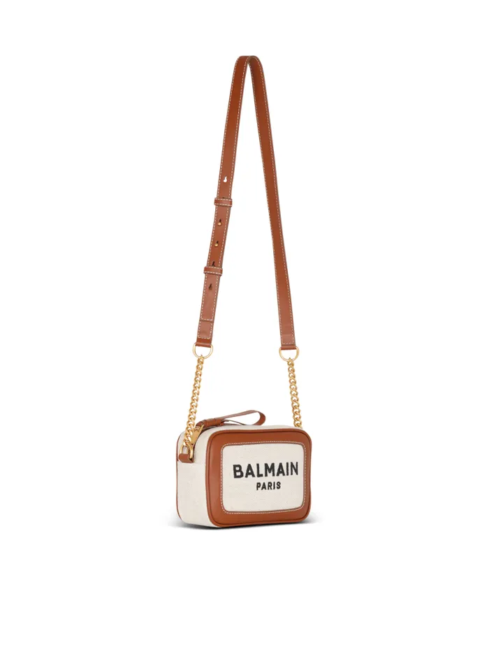 Balmain Crossbody Bags Women BArmy Canvas And Leather Clutch Brown