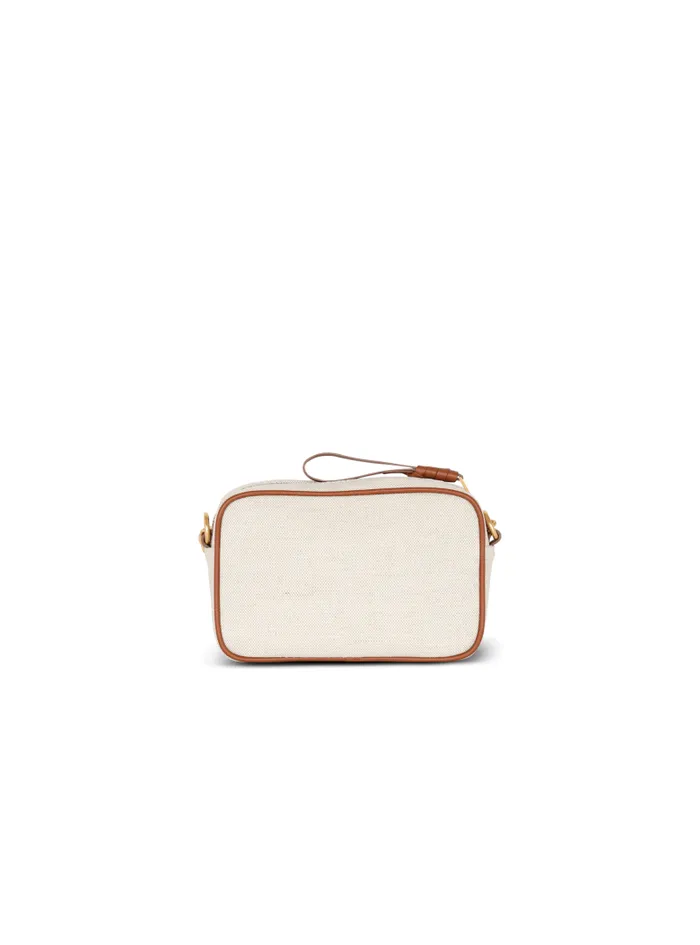 Balmain Crossbody Bags Women BArmy Canvas And Leather Clutch Brown