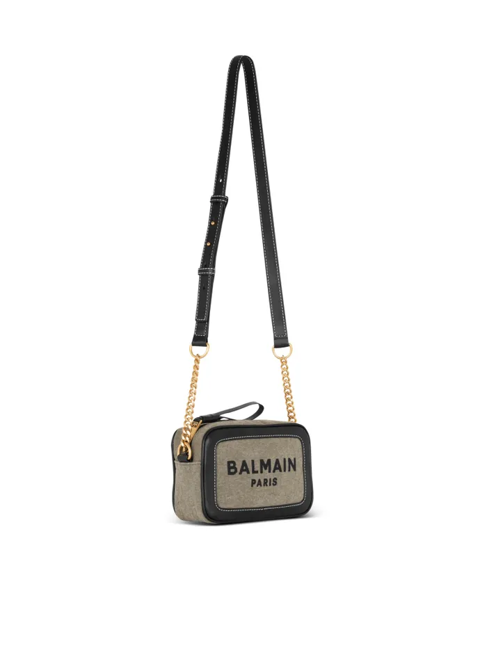 Balmain Crossbody Bags Women BArmy Canvas And Leather Clutch Khaki