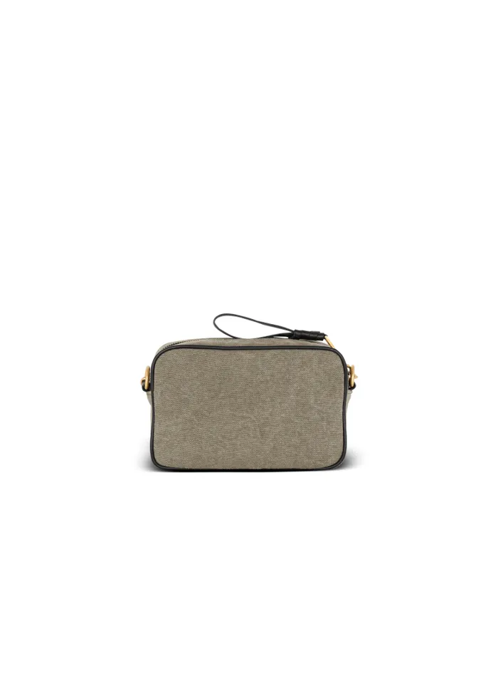 Balmain Crossbody Bags Women BArmy Canvas And Leather Clutch Khaki