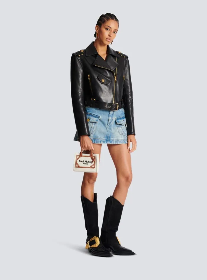 Balmain Crossbody Bags Women BArmy Mini Canvas Shopping Bag With Leather Inserts Brown Balmain Crossbody Bags Women BArmy Mini Canvas Shopping Bag With Leather Inserts Brown