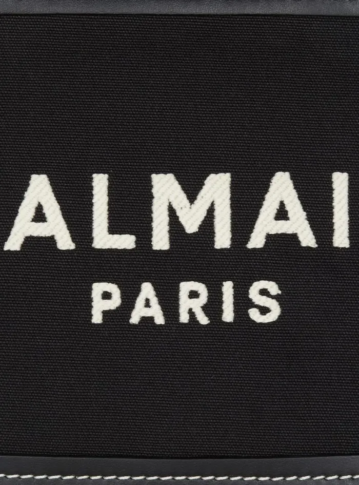 Balmain Crossbody Bags Women BArmy Monogrammed Canvas And Smooth Leather Tote Bag Black