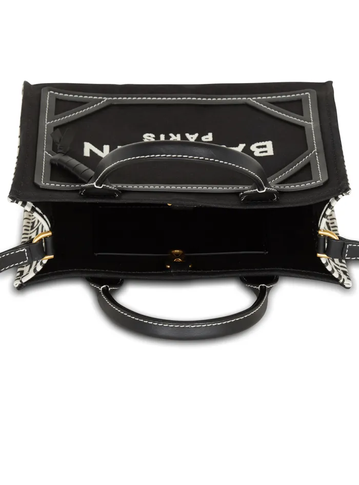 Balmain Crossbody Bags Women BArmy Monogrammed Canvas And Smooth Leather Tote Bag Black